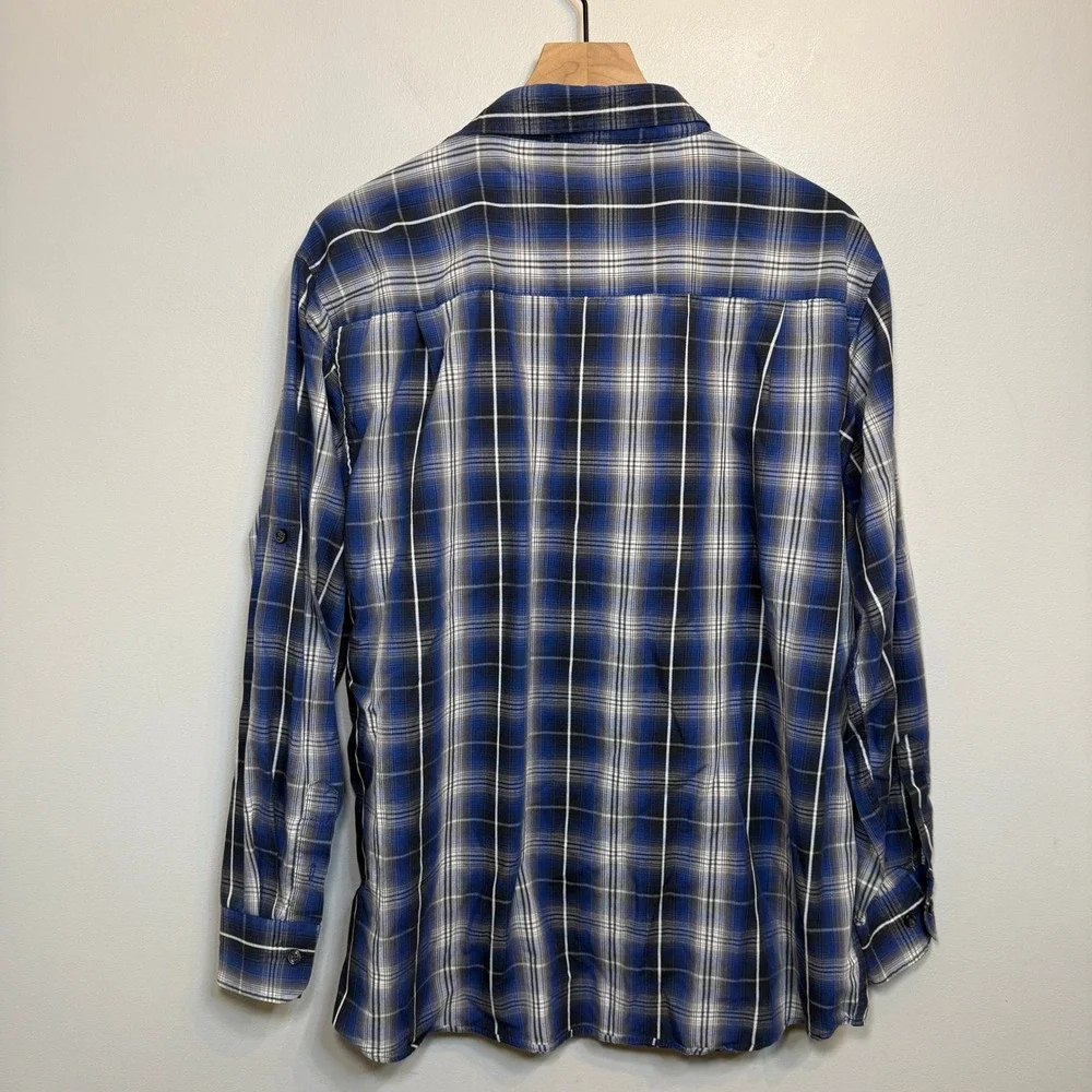 Beverly Hills Polo Club Men's Blue Plaid Long Sleeve Button Down Shirt X-Large